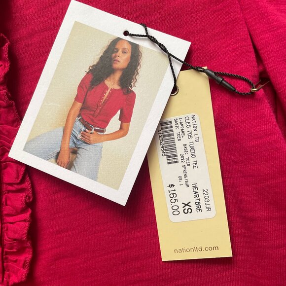 NATION LTD Cleo 70's Tuxedo Tee Heartbreaker Size XS, NWT - Picture 2 of 10